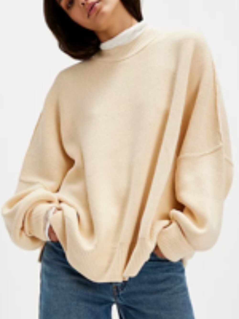NWT Free People Creme Easy Street Tunic Sweater - Picture 4 of 14